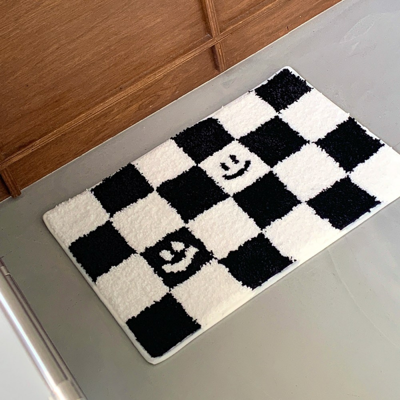 Home Textiles Plaid - VIKAMA Deurmat met dambordprint, pluche antislip
