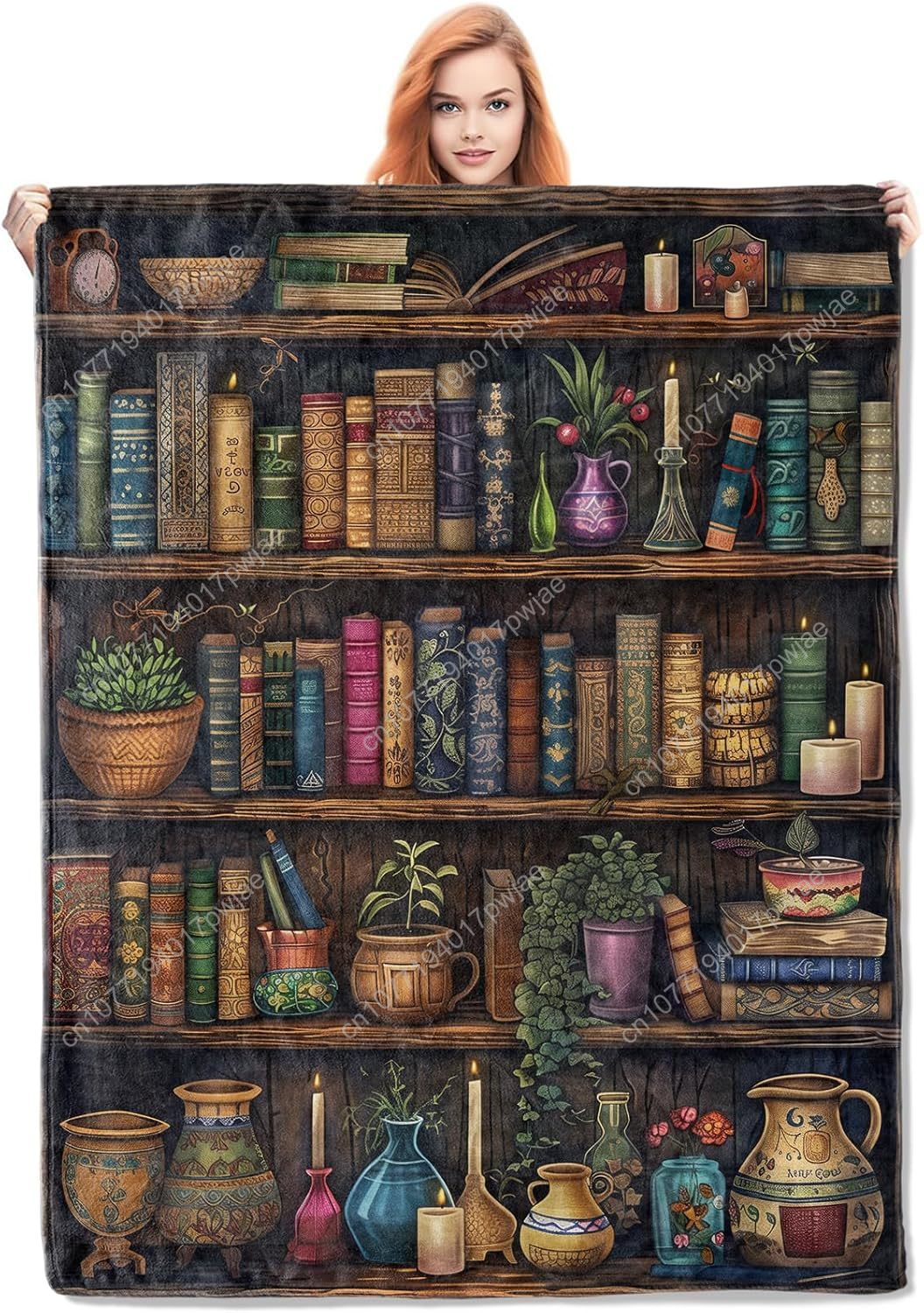 Home Textiles And Decor - Vintage boekenplankdeken Lezen Fleece gooien met