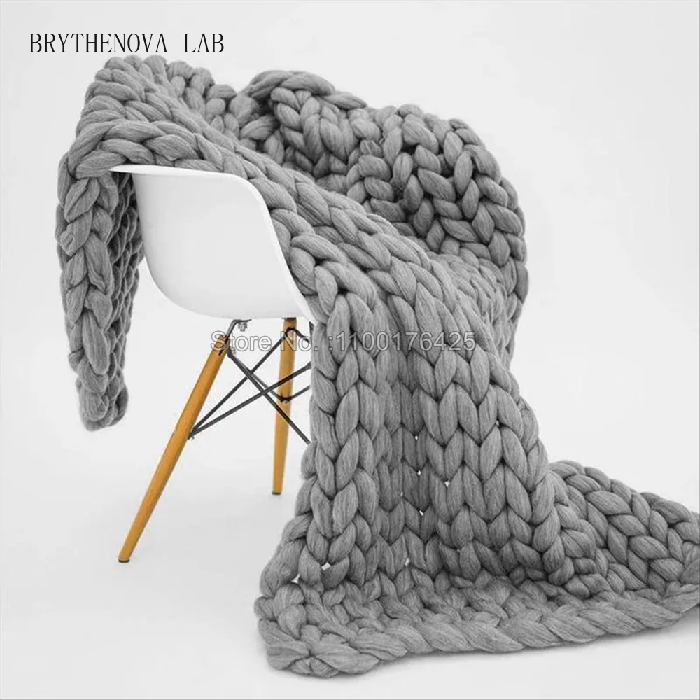 Throw Blanket Chunky Knit - Grijze zachte gebreide deken winter dikke