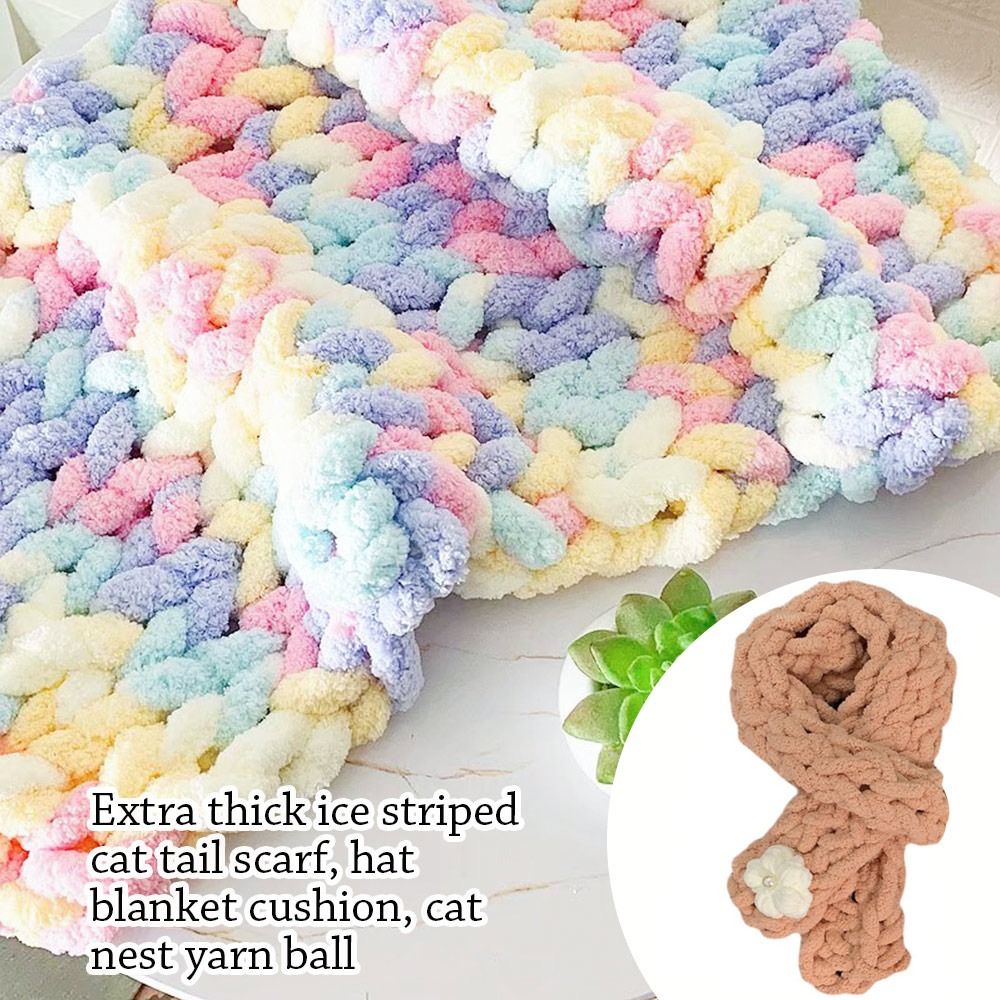 Throw Blanket Chunky Knit - 250G/Ball Multicolor Chenille Garens Voor Breien