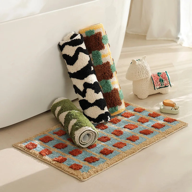 Home Textiles Plaid - VIKAMA geruite vloermat, antislip badkamertapijt en
