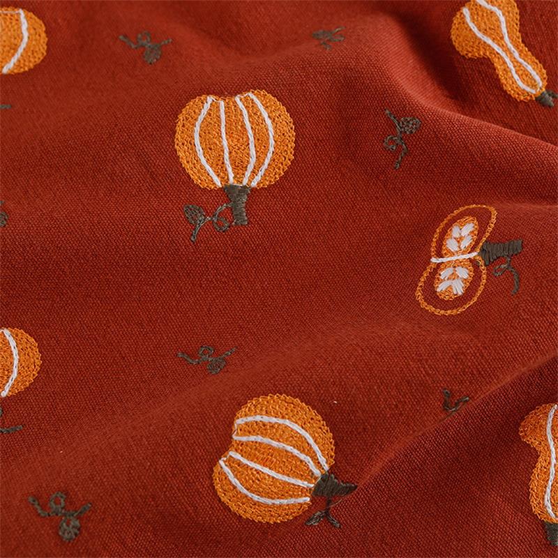 Linum Home Textiles - Katoenen Linnen Pompoen Geborduurde Stof Handgemaakte