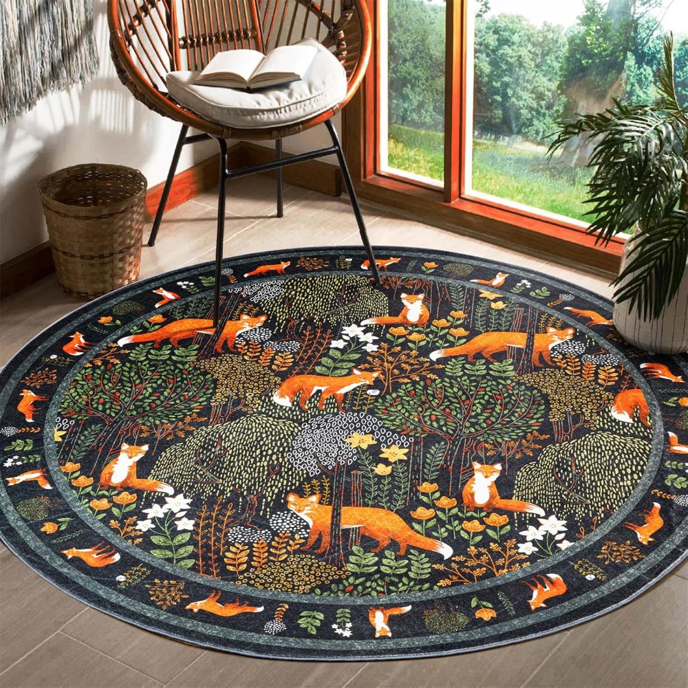 Home Textiles Plaid - Rond Vos Bos Tapijt met Oranje