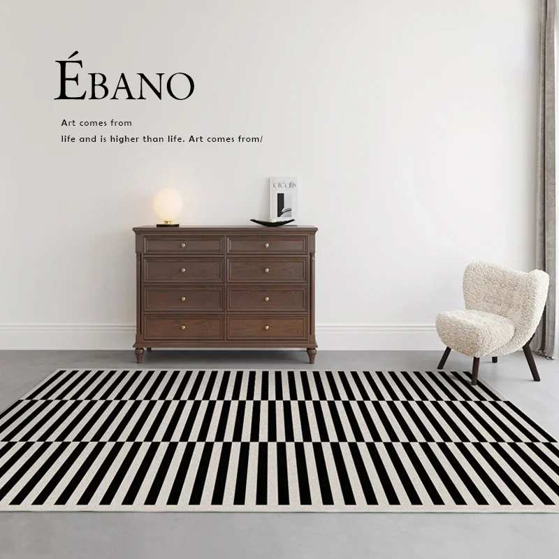 Home Textiles Plaid - Klassiek Retro Zwart Wit Gestreept Woonkamertapijt