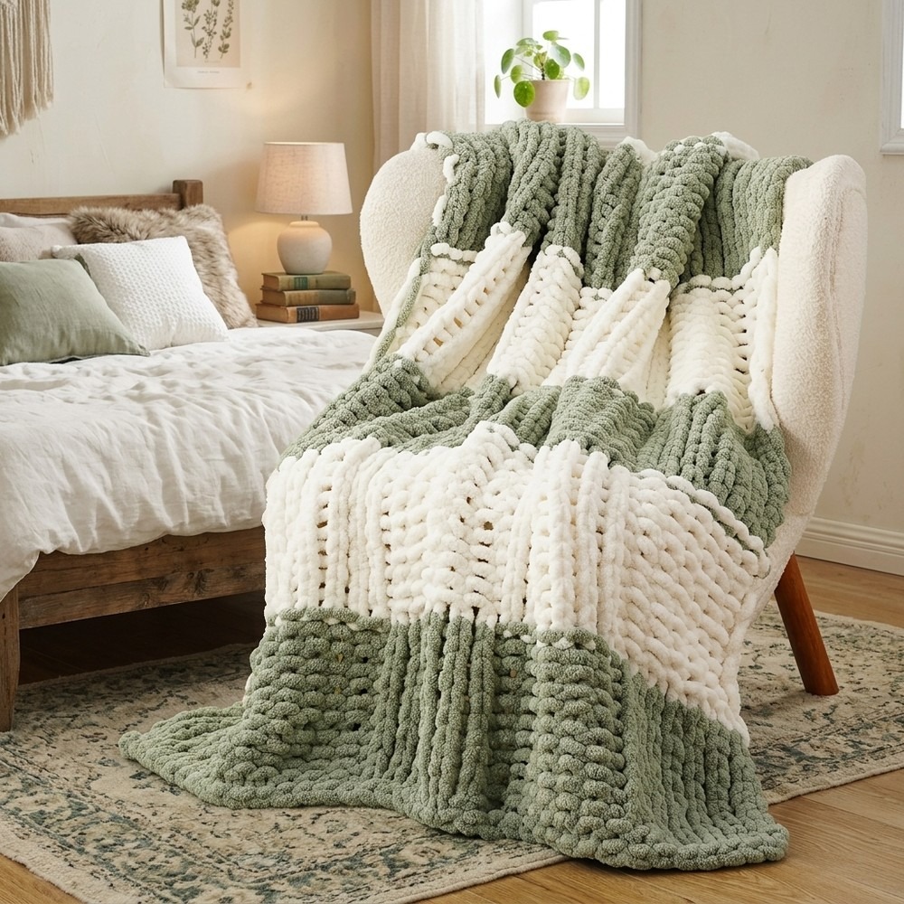Grof gebreide plaid 50x60 supe - Throw Blanket Chunky Knit recensie en prijs